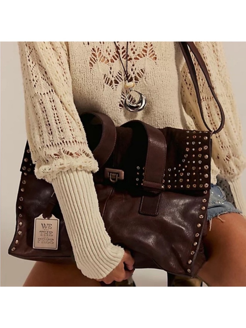 NWT Free People Shay Studded Tote Bag - Picture 6 of 7